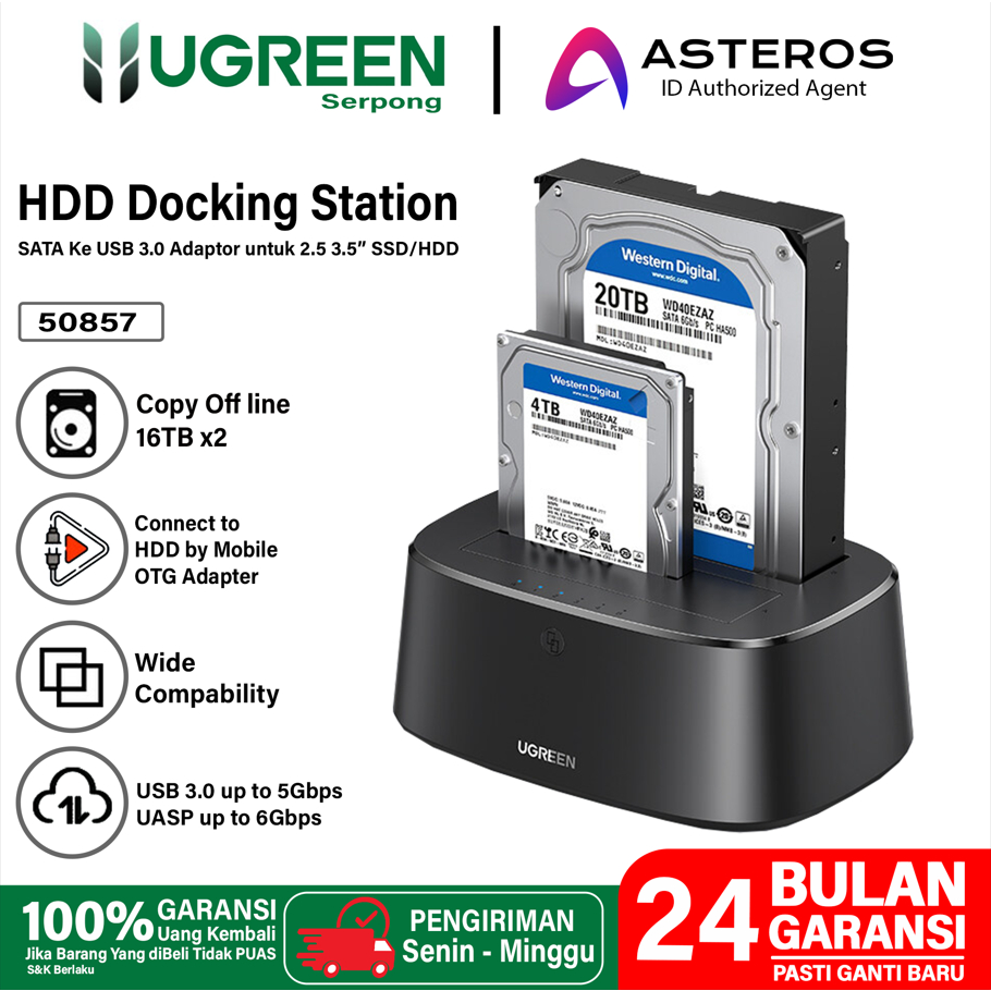 Jual UGREEN USB 3.0 to SATA 2.5 3.5 inch Dual Bay External HDD Docking ...