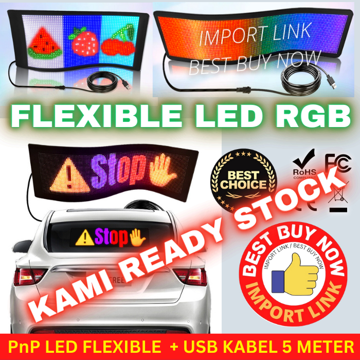 Jual Screen Display Flexible Lampu Running Led Strip Mobil Moving Mini Signboard Rgb Light Pixel