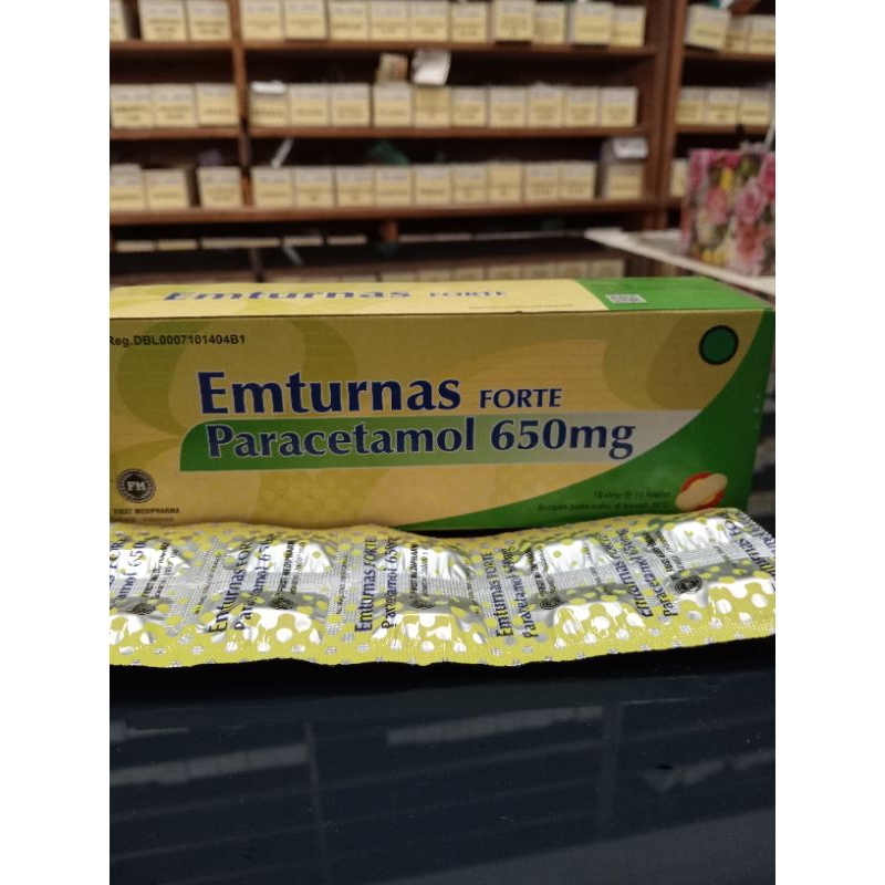 Jual EMTURNAS FORTE 650MG/PARACETAMOL KAP/ 1 BOX ISI 10 STRIP | Shopee ...