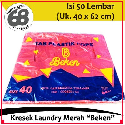 Kresek Laundry Merah ukuran 40 isi 50 pcs