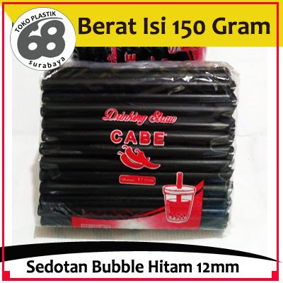 Sedotan Bubble / Sedotan Boba 12 mm Warna Hitam