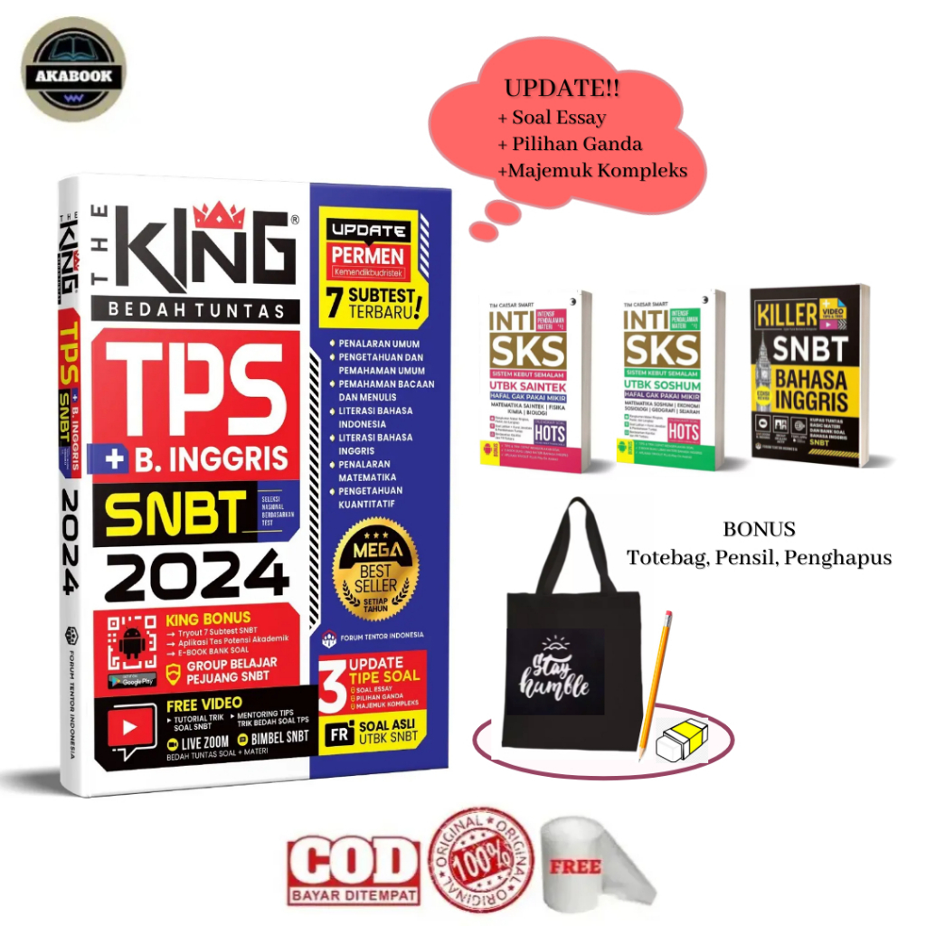 Jual The King Tps Snbt 2024 Tes Potensi Skolastik Snbt 2024 Utbk Bahasa