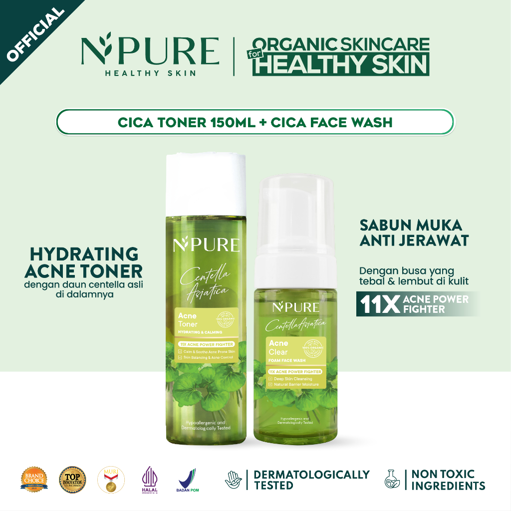 Jual NPURE【BUNDLE HEMAT】Cica Toner 150 ml + Cica Face Wash 100 ml