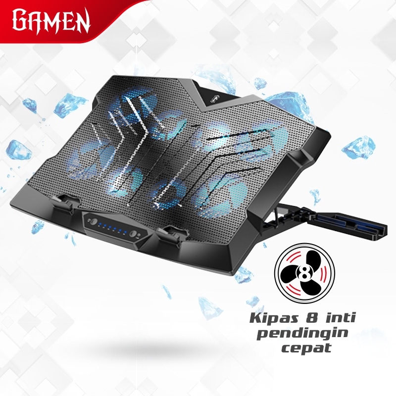 Jual GAMEN Cooling Pad Laptop GCP100 8 Fans 3000rpm KIPAS PENDINGIN ...