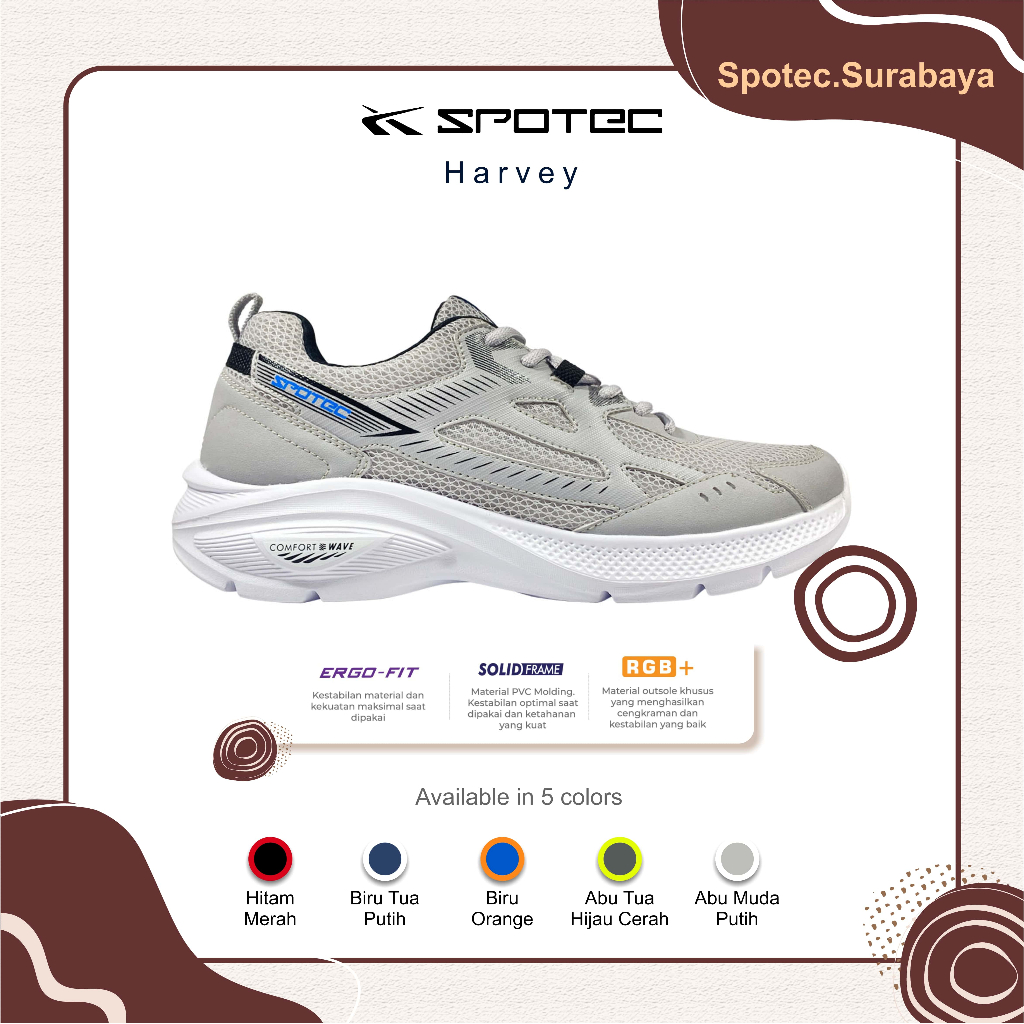 Jual Sepatu Running SPOTEC HARVEY Abu Muda-Putih | Shopee Indonesia