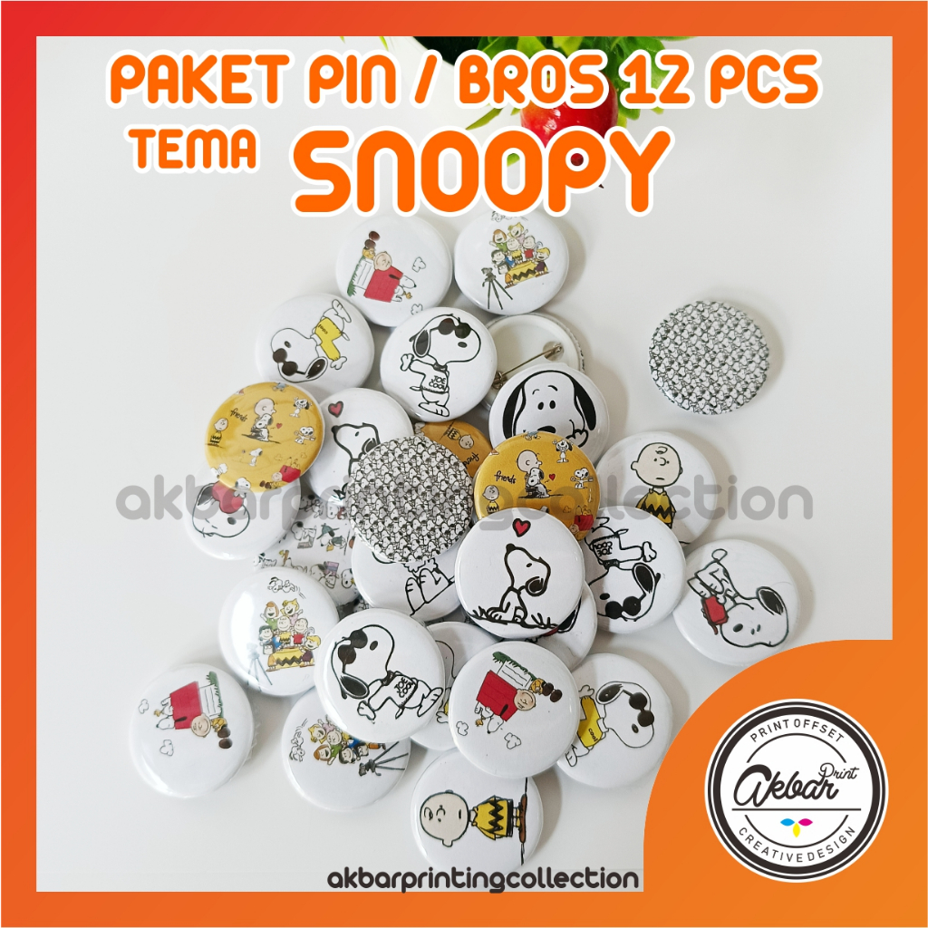 Jual PAKET MURAH PIN TEMA SNOOPY 1 LUSIN (12 PCS) I BROS ANIMASI LUCU ...
