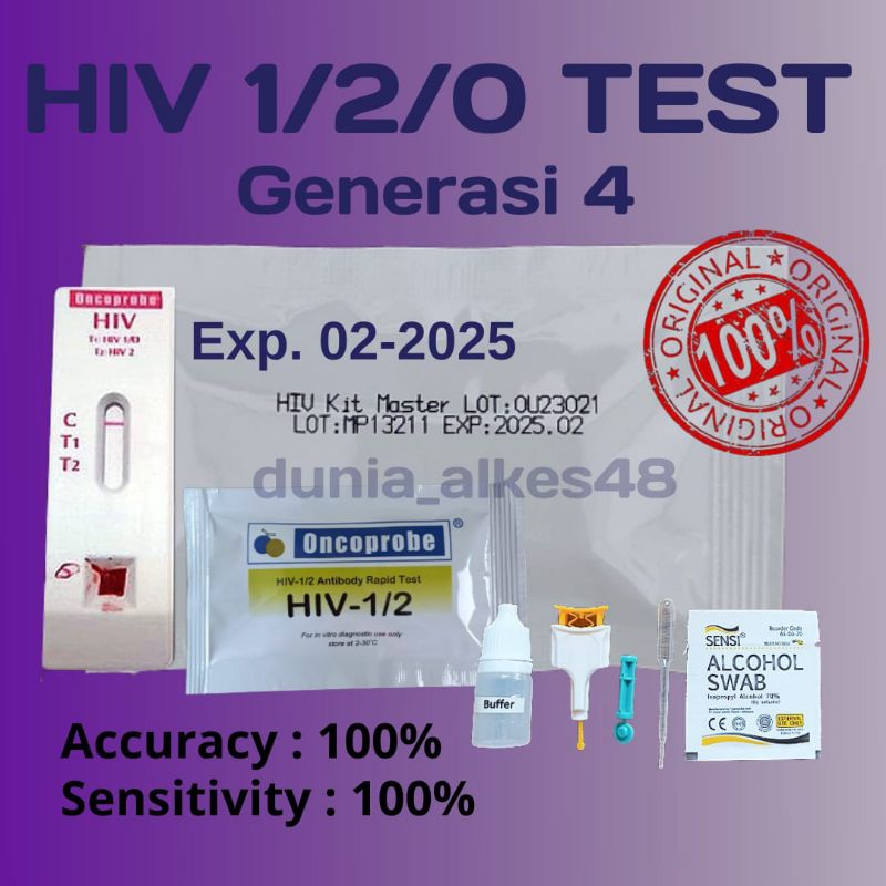 Jual Tes HIV 1/2/0 mandiri satuan HIV Generasi 4 Oncoprobe Shopee