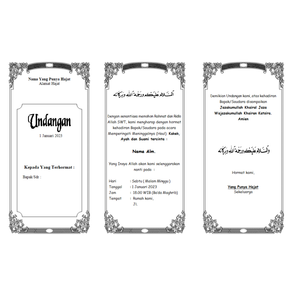 Jual file pdf & docx undangan walimatul khitan ursy pernikahan tahlil