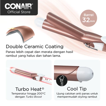 Conair Pengeriting Rambut Curling Iron Double Ceramic 32mm