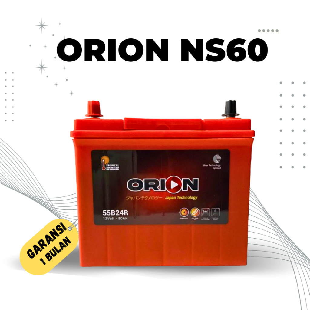 Jual ORION NS60 (46B24R) Aki Mobil Toyota Rush (II Type) Accu Basah 12v