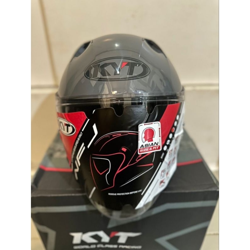 Jual HELM KYT NFJ HALF FACE GORILA GREY (Double Visor) Shopee Indonesia