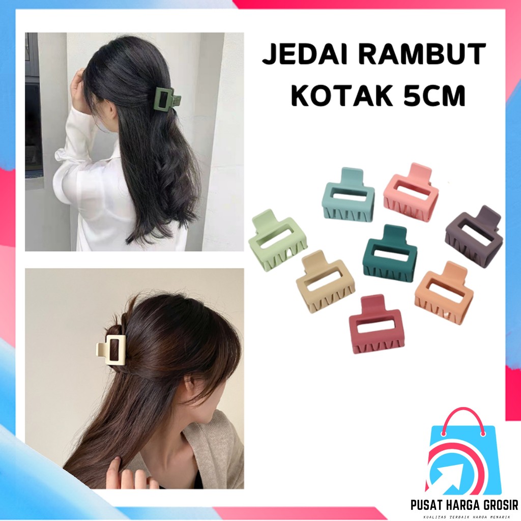 Jual PHG - Jepitan Rambut Model Kotak 5Cm Polos Jedai Wanita Bahan ...