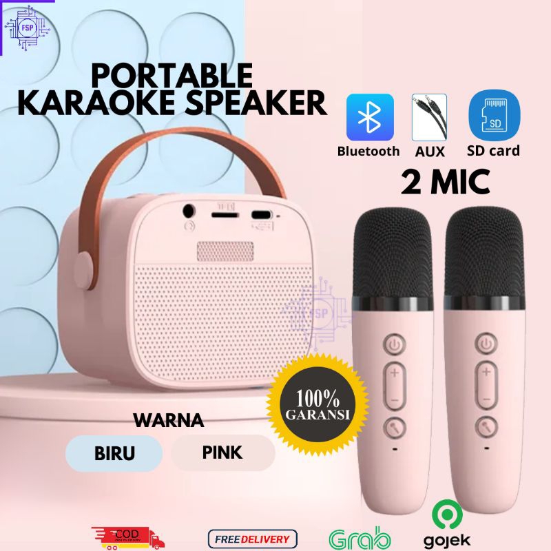 Jual [NEW 2024] Mini Speaker Cipung Bluetooth 2 Mic Karoke SET Lengkap ...