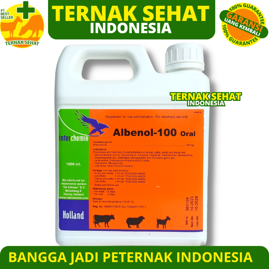 Jual ALBENOL 100 ORAL 1 LITER Obat Cacing Sapi Cair Obat Cacing Minum Ternak Sapi Kambing