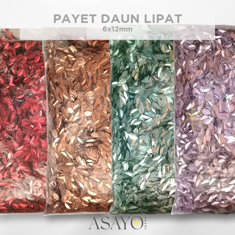 Jual Payet Daun Lipat Yck X Mm Metallic Plain Leaf Sequin Banyak