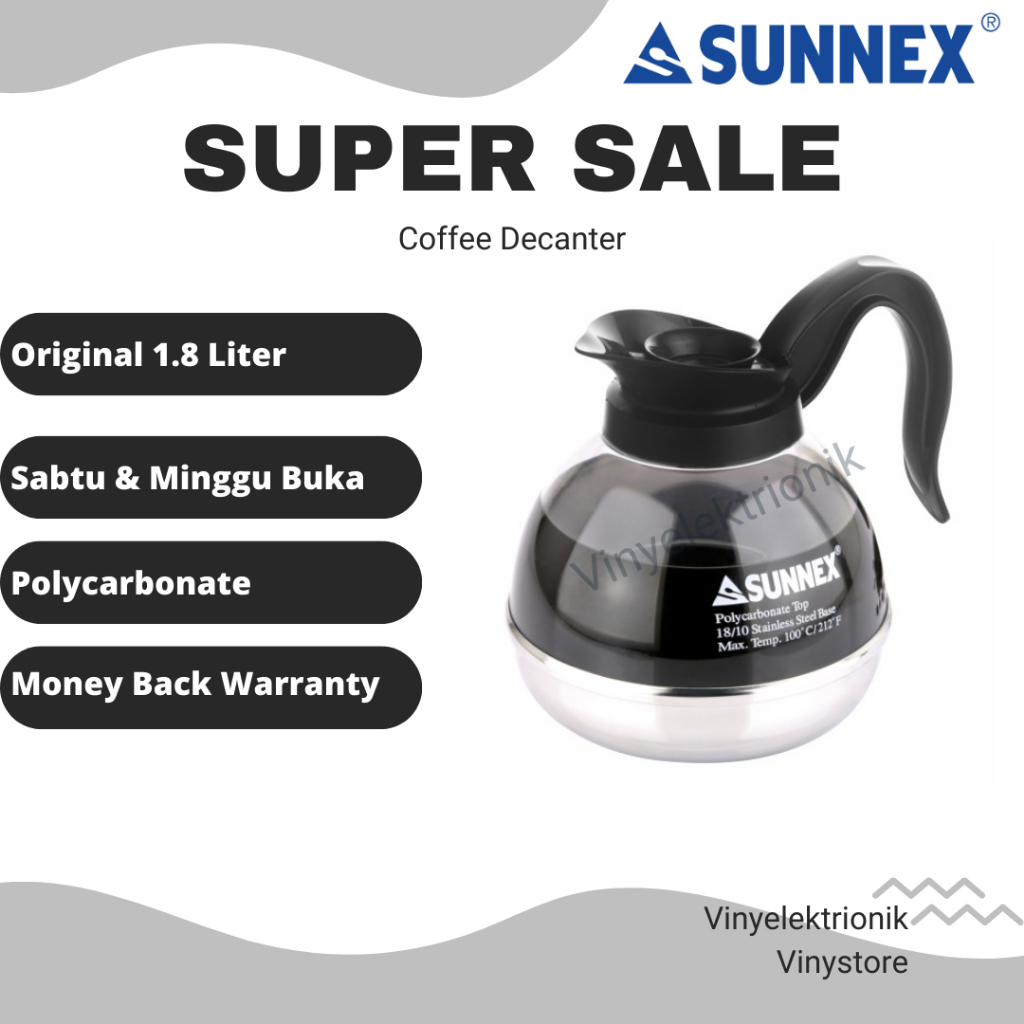 Jual Sunnex Teko Pemanas Kopi / Decanter Coffee Pot 1.8lt / Teko ...