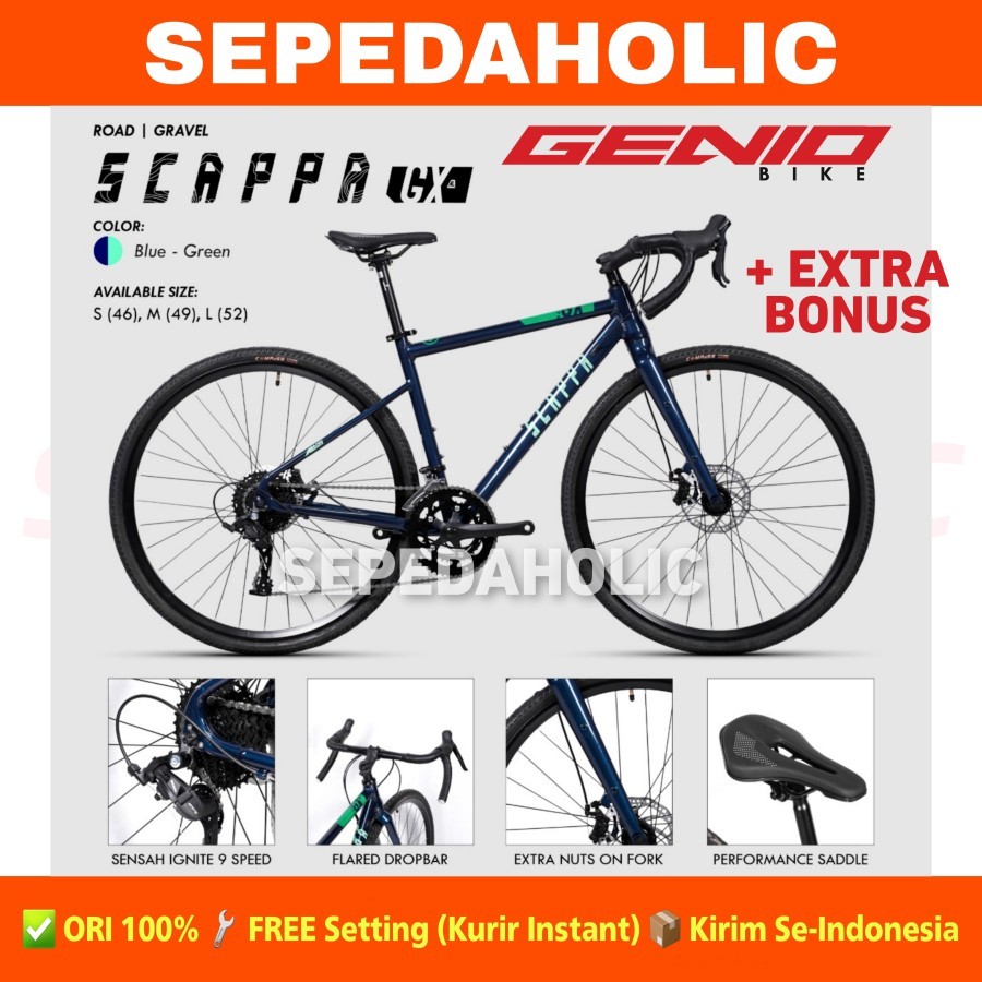 Jual Sepeda Roadbike Gravel GENIO SCAPPA GX Alloy Balap 18 Speed ...