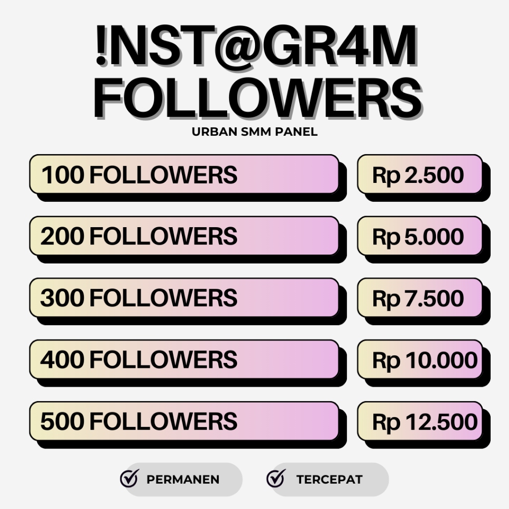 Jual URBAN SMM Instagram Followrs Permanen Instagram Follower Aktif