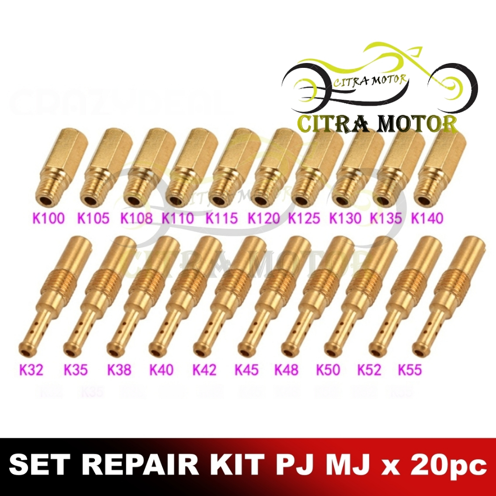 Jual SET REPAIR KIT 20 PC PILOT JET MAIN JET PE / PWK KEIHIN KUNINGAN ...