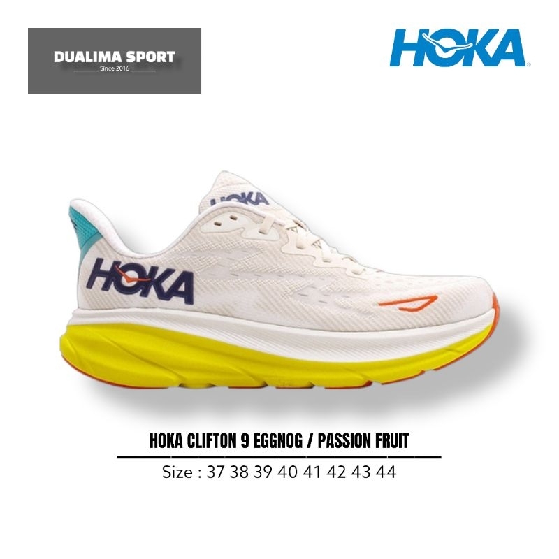 Jual SEPATU HOKA CLIFTON 9 UNISEX ROAD RUNNING SHOES EGGNOG / PASSION FRUIT Shopee Indonesia