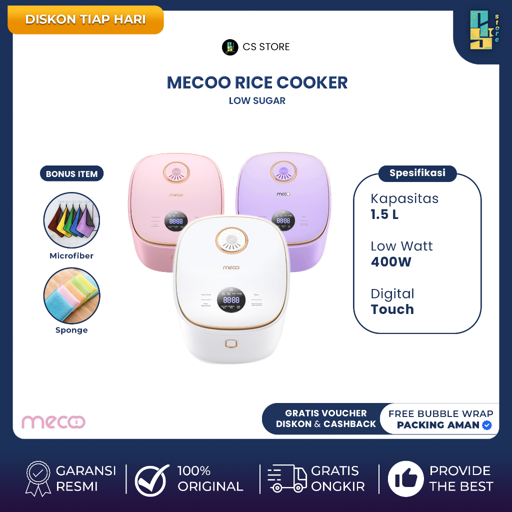 Jual Mecoo Aesthetic Rice Cooker WHite Low Carbo Low Sugar Ceramic
