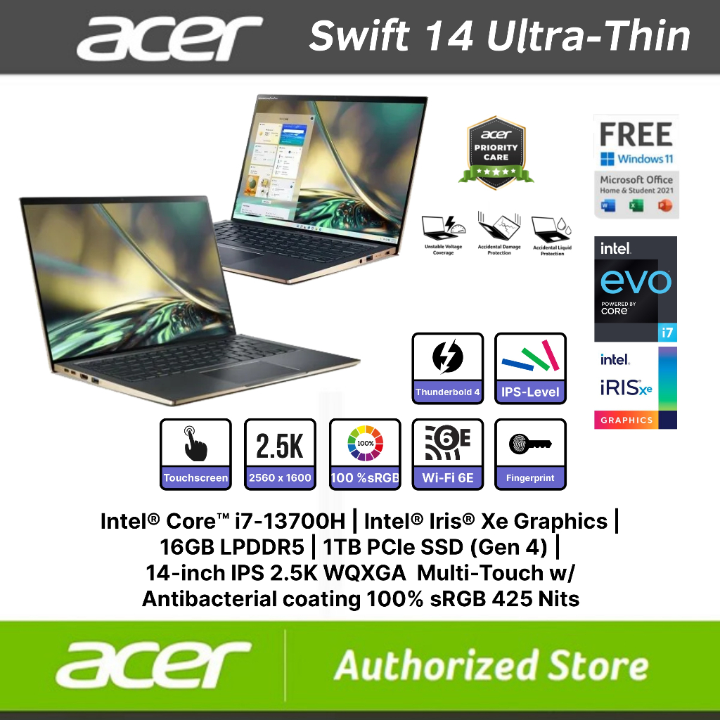 Jual ACER Swift 14 SF14-71T I7-13500H DDR5 16GB SSD 1TB 14" QHD Touch ...