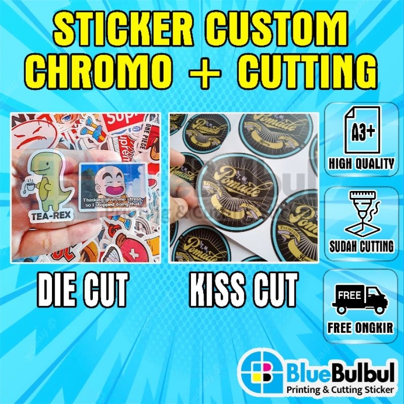 Jual CETAK CUSTOM STICKER STIKER CHROMO A3+ plus CUTTING | Shopee Indonesia