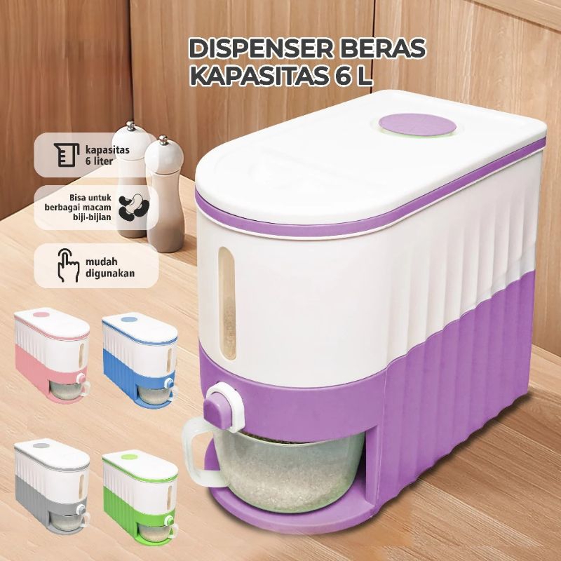 Jual Dispenser Beras 6 Liter/Tempat Penyimpangan Beras/Rice Box ...