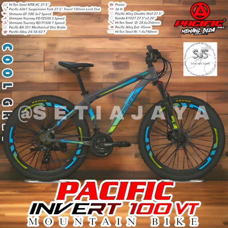 Jual Sepeda Gunung MTB 27.5 Inch PACIFIC INVERT 100 VT Steel 3x7 Speed ...
