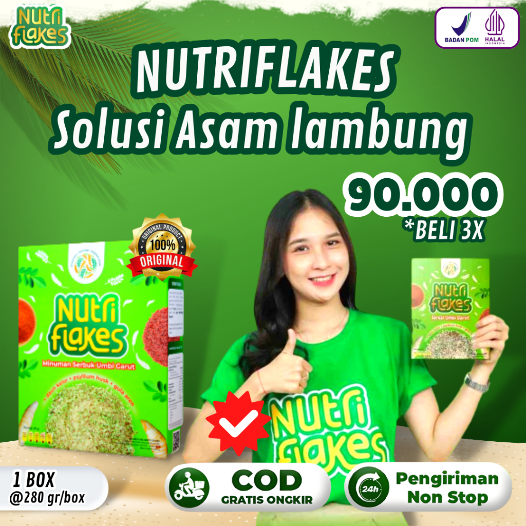 Jual NUTRIFLAKES SEREAL UMBI GARUT SOLUSI ASAM LAMBUNG MAAG GERD ORI