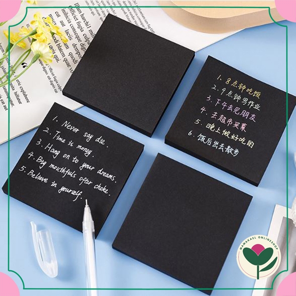 Jual Sticky notes solid black mini memo hitam polos kawai estetik diy ...