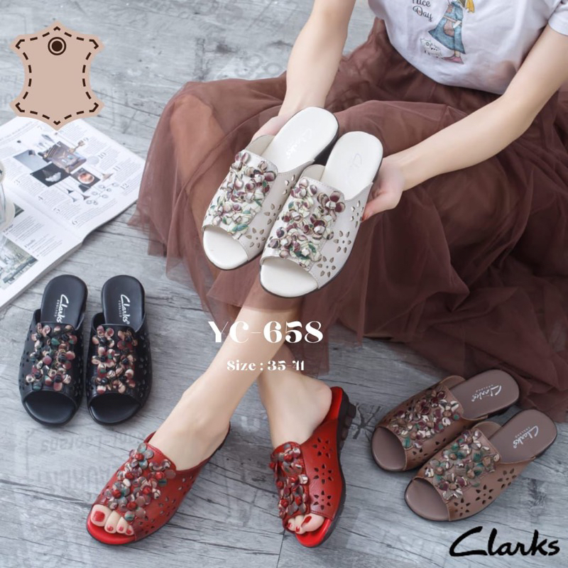 Jual Clarks Yc Flowers Leather Sandal Cm Shopee Indonesia