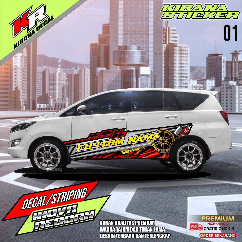 Jual Sticker Decal Mobil Inova Reborn Body Samping Free Custom Nama ...