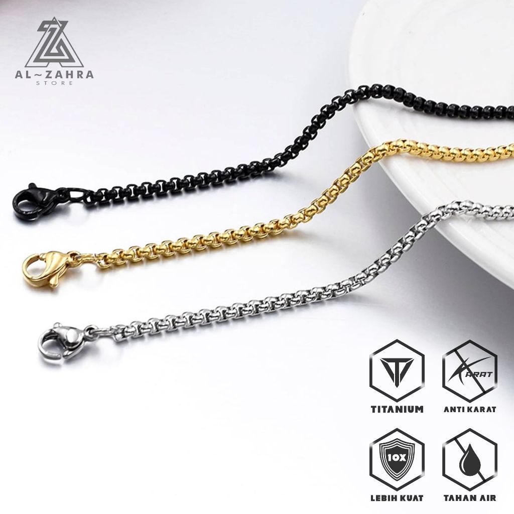 Jual KALUNG TITANIUM RANTAI ROLO SIMPLE ELEGAN PRIA WANITA WARNA SILVER ...