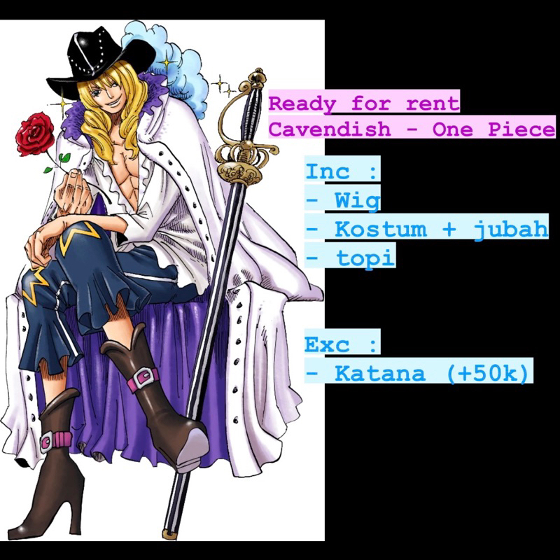 Costume Cosplay Cavendish De One Piece - Vêtement Déguisement Noble Pirate - Neuf