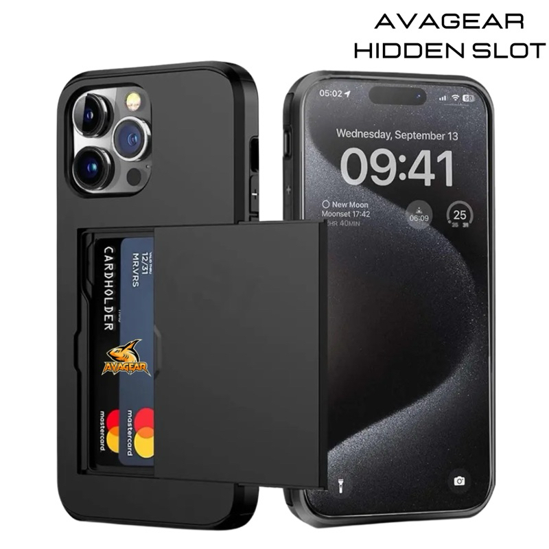 AvaGear Wallet Case iPhone X-16 Pro Max Hidden Slot Sliding Card Essential  Clicky in Hybrid TPU
