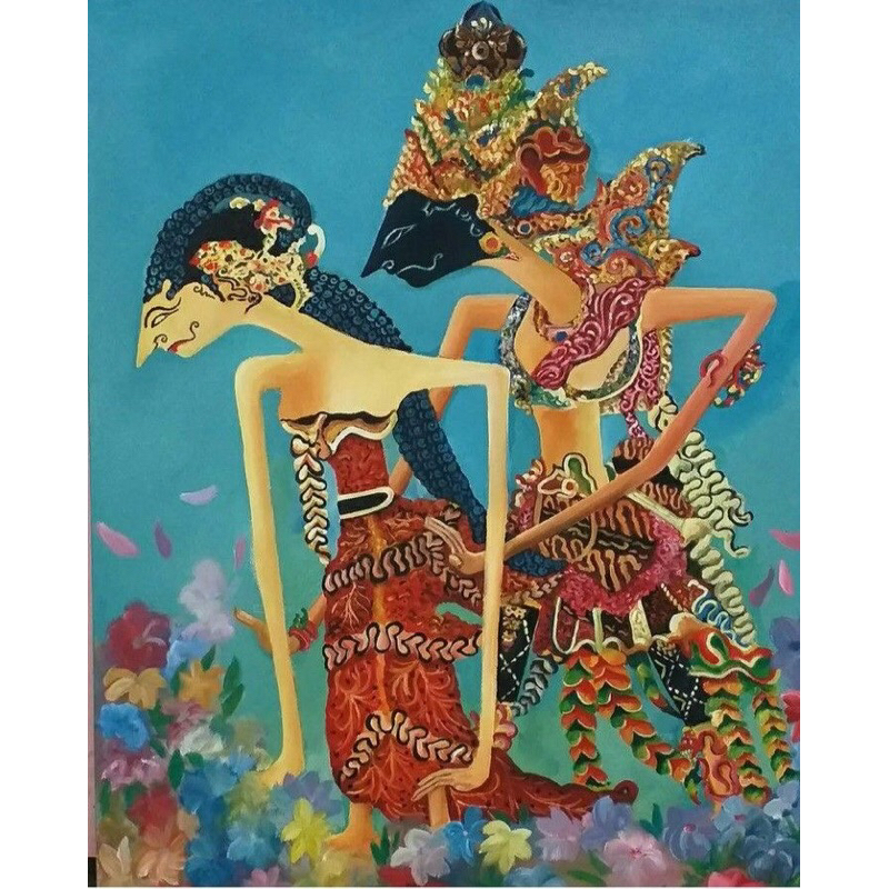 Jual hiasan dinding lukisan wayang rama dan Shinta plus bingkai ...