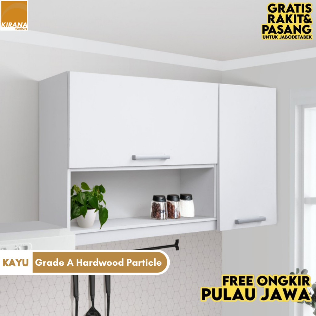 KIRANA Indiana - Kitchen Set Kayu Lemari Kabinet Dapur Rak Dapur Atas Hidrolik 2 Pintu
