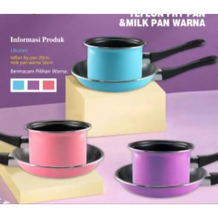 2set Milk pan dan fry pan , milkpan teflon panci susu / Panci dan frypan susu set 2pcs /frypan sauce/milk pan | AutoStock