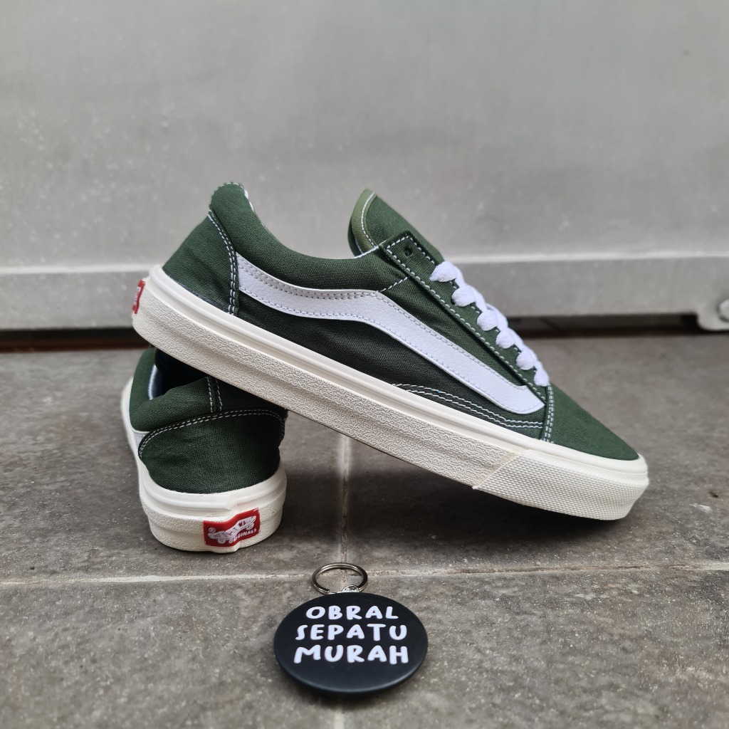 SEPATU VANS OLD SKOOL VAULT OG HIJAU ARMY WAFFEL DT GRADE ORIGINAL 36 43
