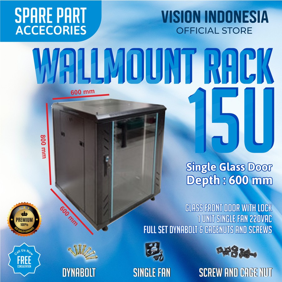 Jual Wallmount Rackmount 15U, Rak Server Single Door 15U Besar | Shopee ...