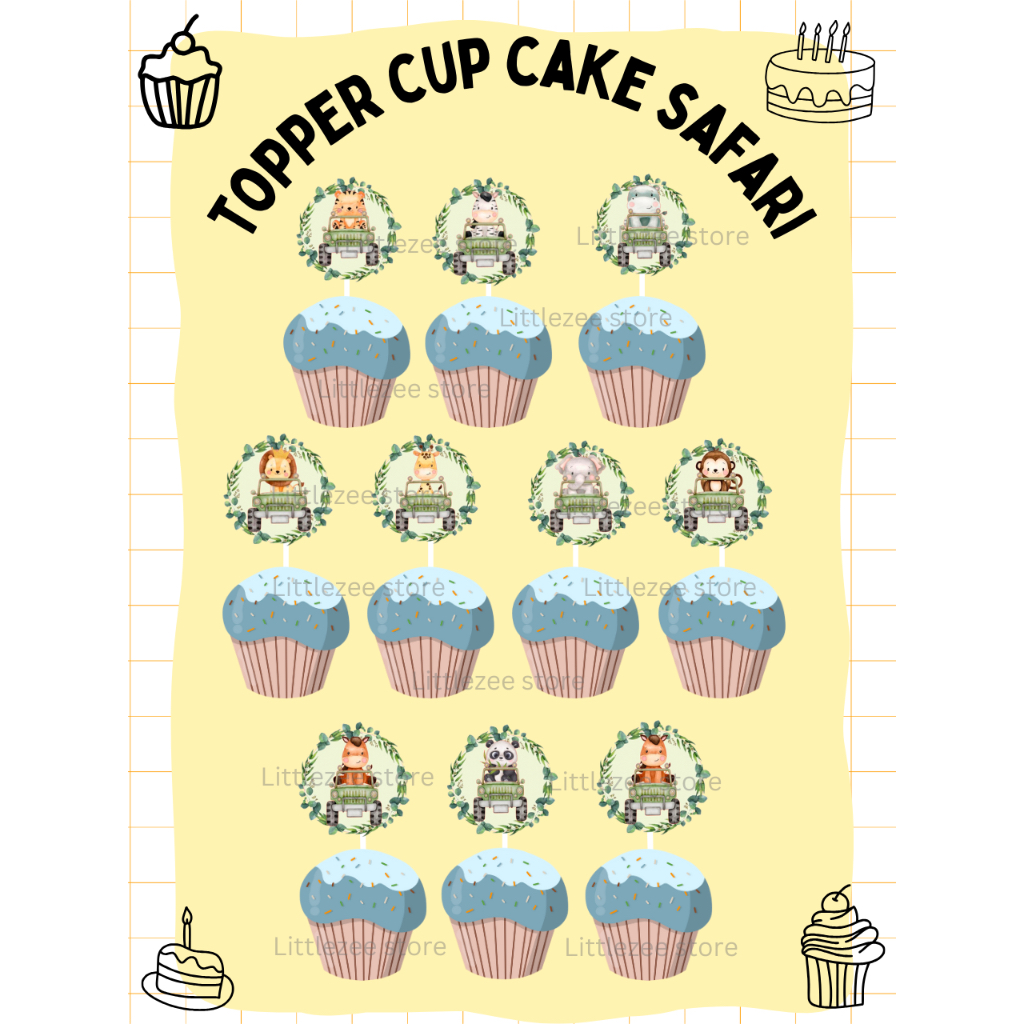 Jual topper cup cake safari animal / topper cupcake safari animal ...