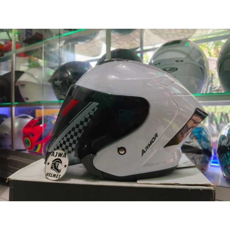 Jual HELM JS ARMOR ORIGINAL SOLID PLUS SPOILER 3D/ HELM HALFACE / HELM ...