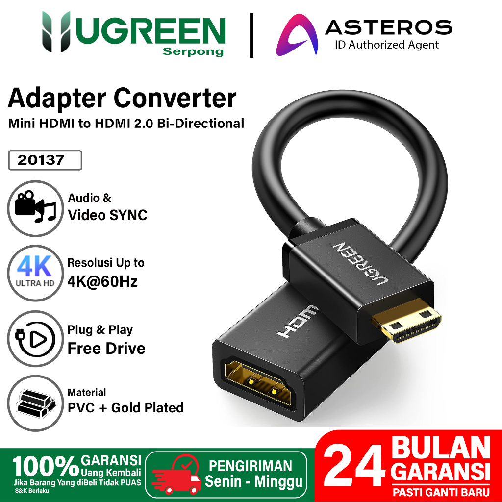 Jual Ugreen Kabel Converter Mini Hdmi To Hdmi Female P Adapter Mini Hdmi Shopee Indonesia