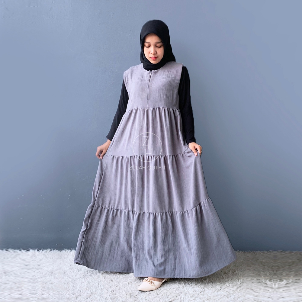 Jual ZLH Jinie Overall - Gamis Inner Outer Dress Wanita Rempel Susun ...