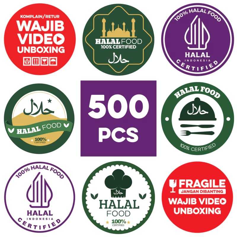 Jual 500 Pcs Stiker HALAL dan WAJIB UNBOXING Sticker Label Bulat ...