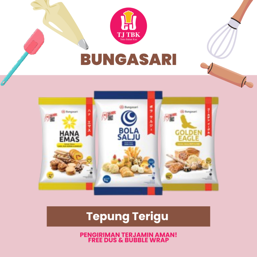 Jual Tepung Terigu Bungasari BOLA SALJU/ HANA EMAS/ GOLDEN EAGLE ...