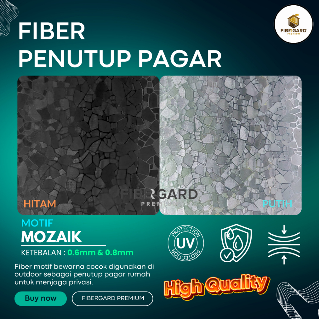 Jual [Per ½m] Fiber Penutup Pagar Motif MOZAIK Mosaik Per 50cm | Shopee ...