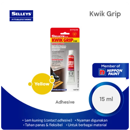 Jual SELLEYS KWIK GRIP -15mL- LEM KUNING SERBAGUNA NIPPON PAINT ...