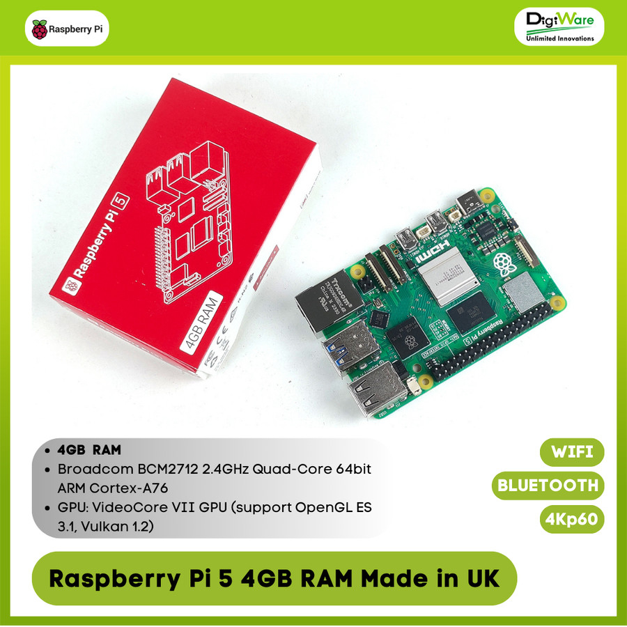 Jual Raspberry Pi 5 4GB RAM Made in UK / Mini PC Raspi 5 | Shopee Indonesia
